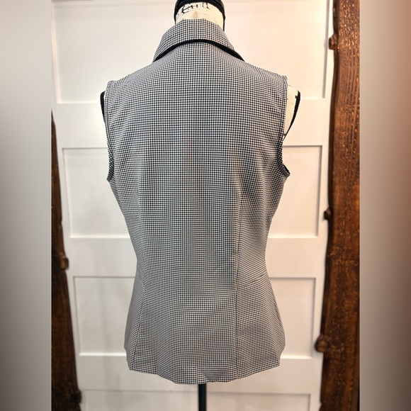 Lisa Jo Women's Sleeveless Top 11/12 Black White Check Button-Up Fitted Blouse - Picture 5 of 8